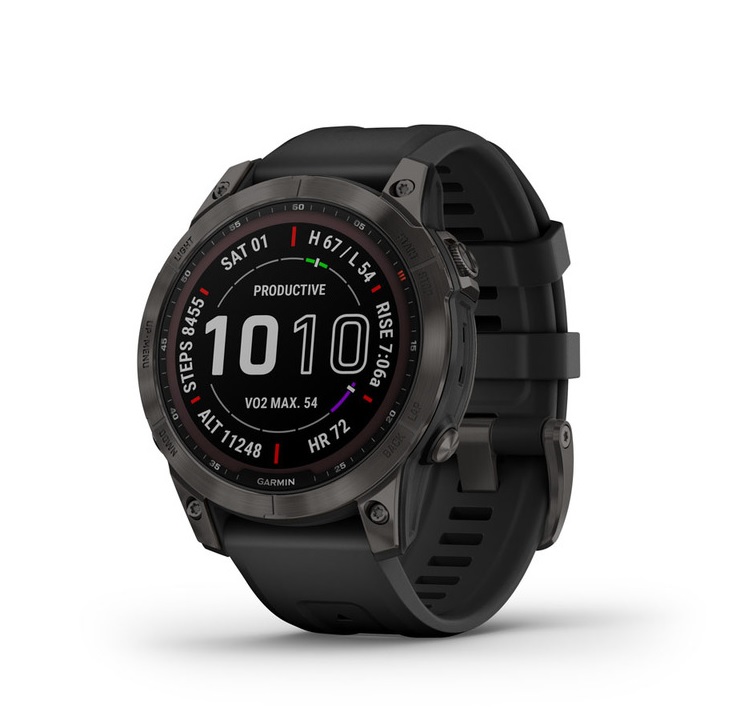 Garmin fenix 7 Solar Sapphire szürke DLC titánium fekete szilikon szíjjal